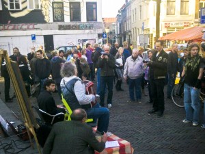 Thijs Hanrath met Freek Zwaneneberg bij stadhuis Utrecht